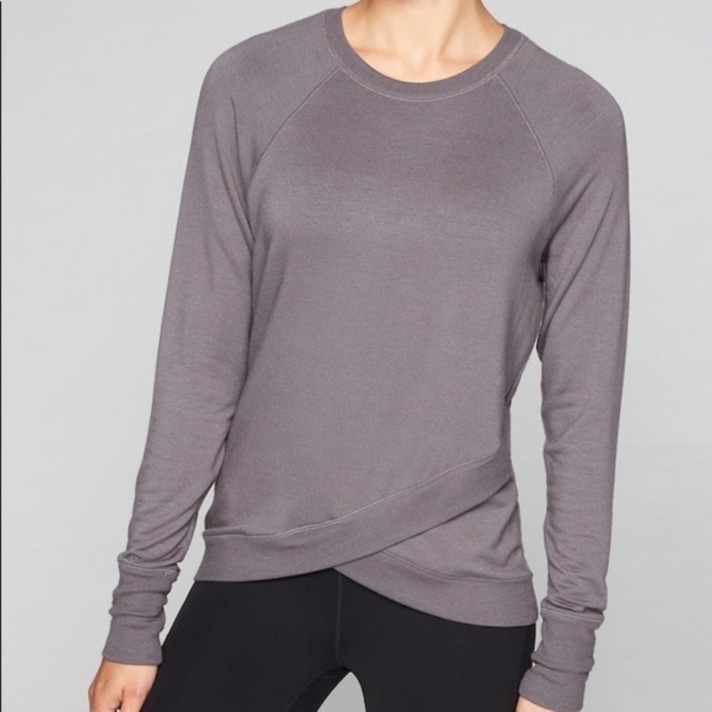 Athleta Serenity‎ Criss Cross Sweatshirt Soft Gray Xsmall